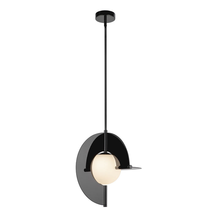 Kuzco Lighting PD65116-GBK/OP-UNV LED Pendant, Glossy Black/Opal Glass