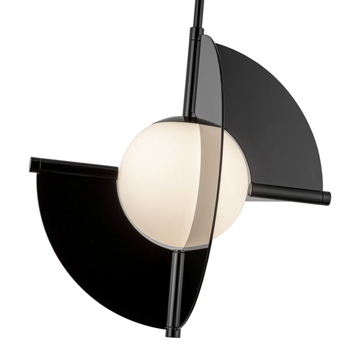 Kuzco Lighting PD65116-GBK/OP-UNV LED Pendant, Glossy Black/Opal Glass
