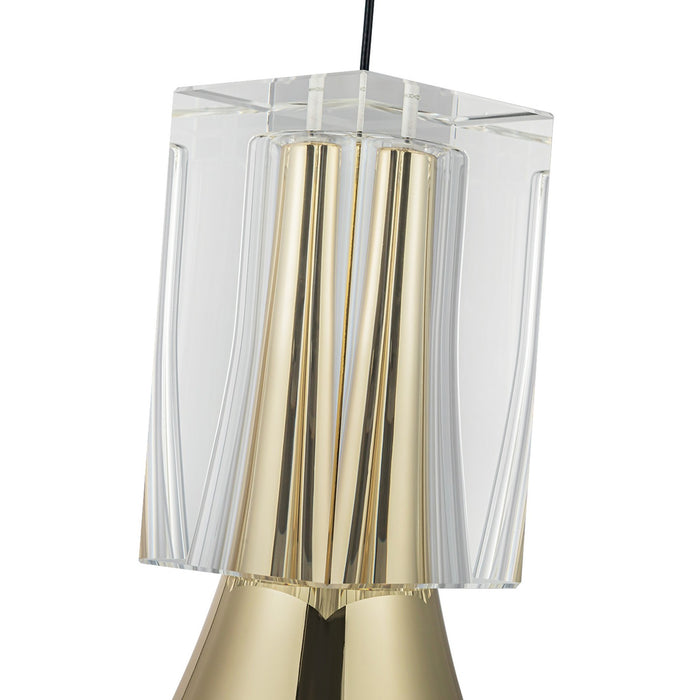 Kuzco Lighting PD94108-MRB/CC-UNV LED Pendant, Metallic Brass/Clear Crystal