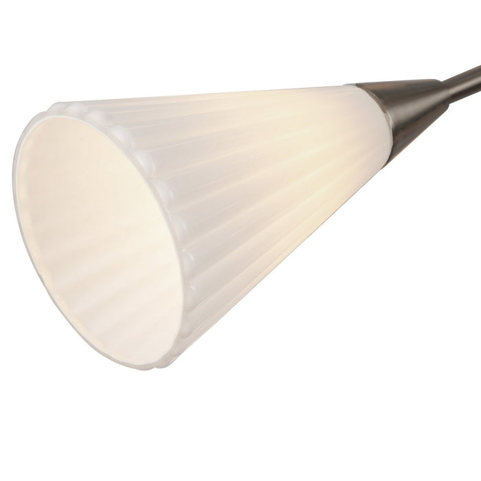 Alora CH462039BNGR 12 Light Chandelier, Brushed Nickel/Glossy Ribbed Opal Glass