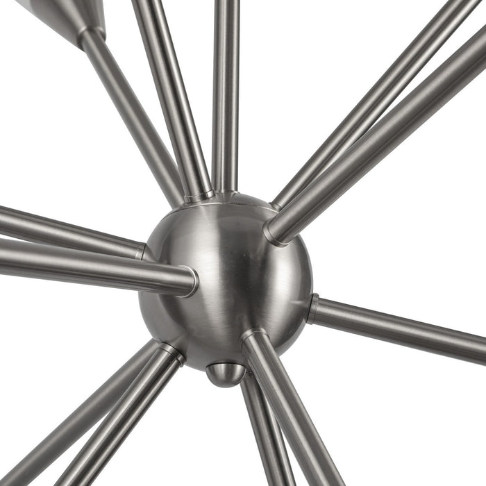 Alora CH462039BNGR 12 Light Chandelier, Brushed Nickel/Glossy Ribbed Opal Glass