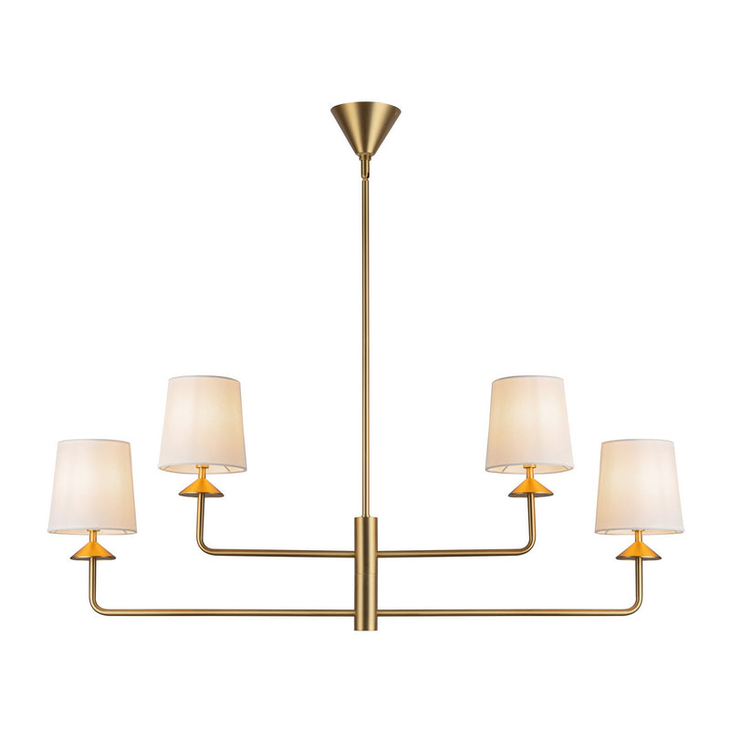 Alora CH497445BGWL Four Light Chandelier, Brushed Gold/White Linen