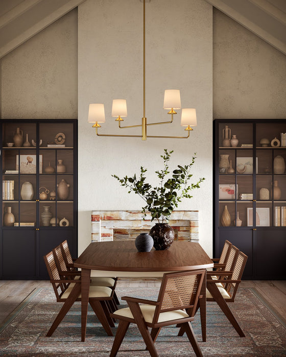 Alora CH497445BGWL Four Light Chandelier, Brushed Gold/White Linen