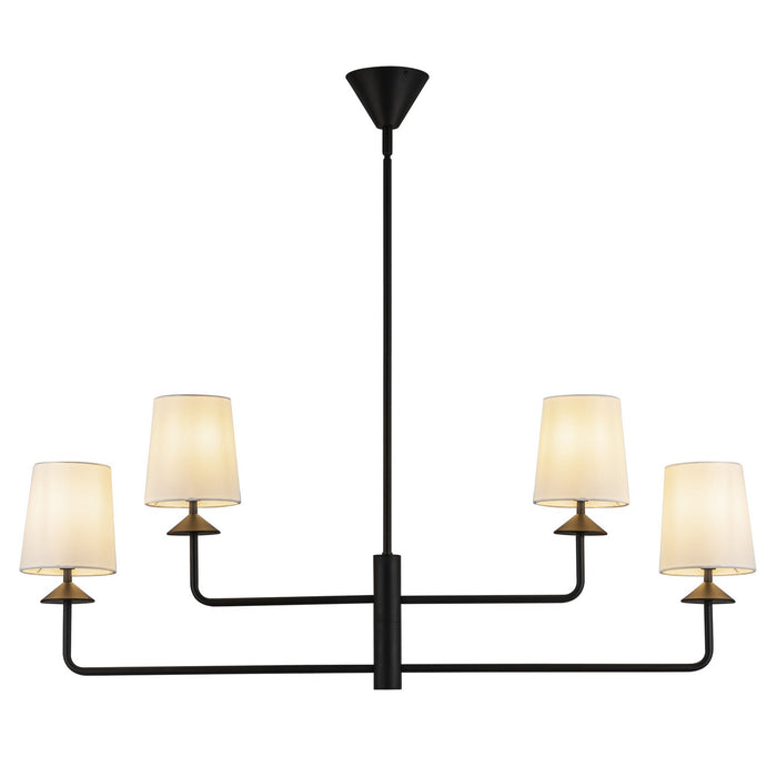 Alora CH497445MBWL Four Light Chandelier, Matte Black/White Linen
