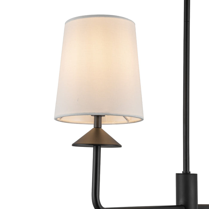 Alora CH497445MBWL Four Light Chandelier, Matte Black/White Linen