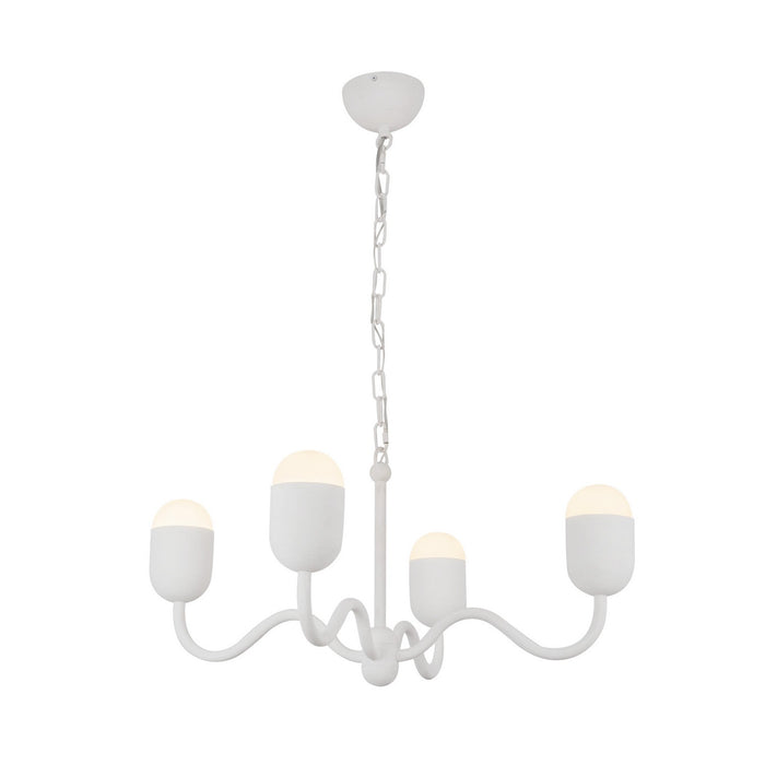 Alora CH558427AWOP Four Light Chandelier, Antique White/Opal Glass
