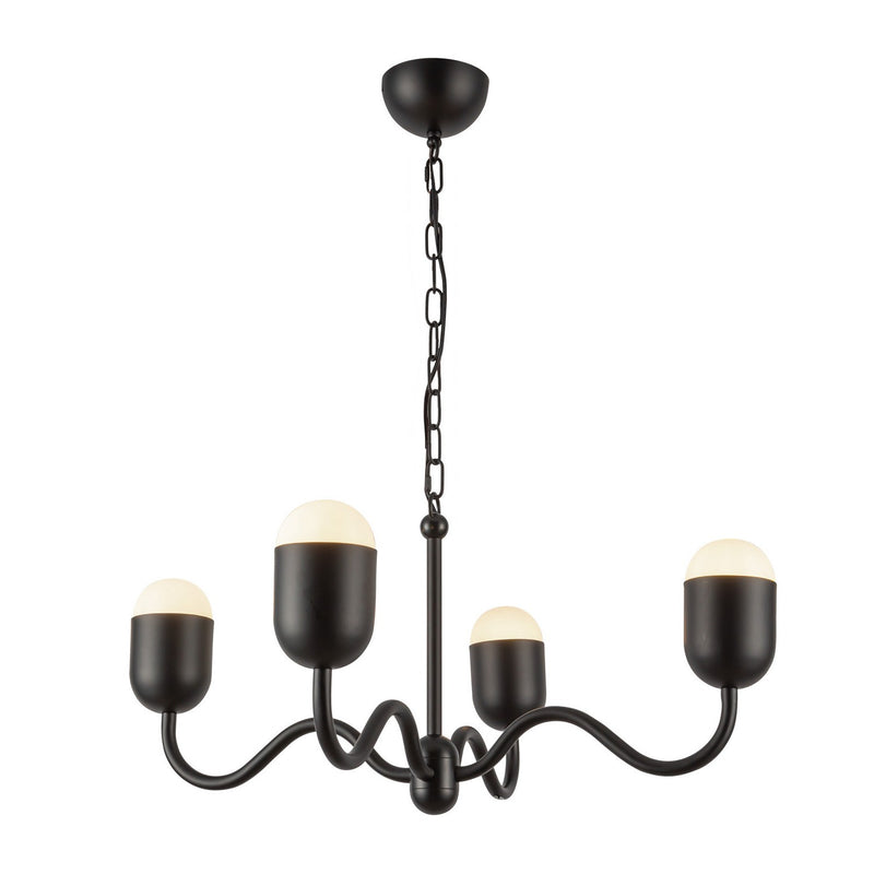 Alora CH558427MBOP Four Light Chandelier, Matte Black/Opal Glass