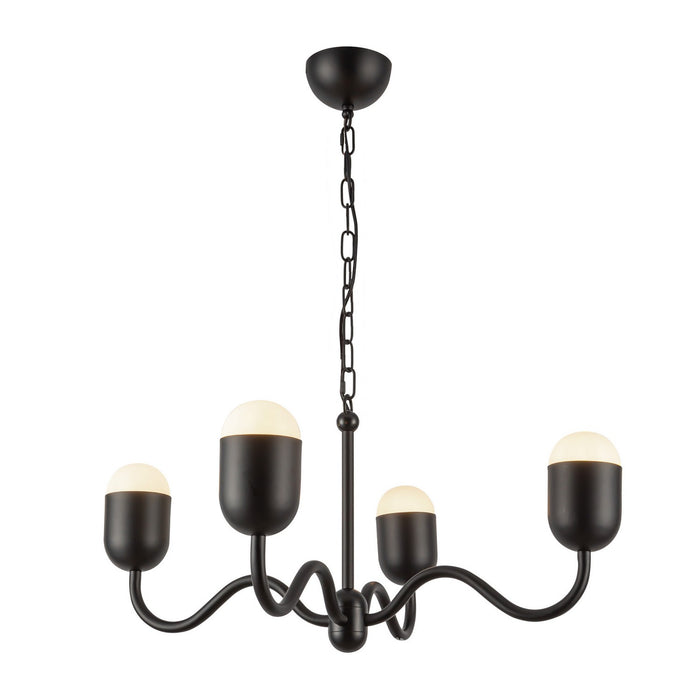 Alora CH558427MBOP Four Light Chandelier, Matte Black/Opal Glass