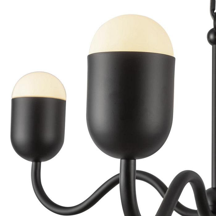Alora CH558427MBOP Four Light Chandelier, Matte Black/Opal Glass