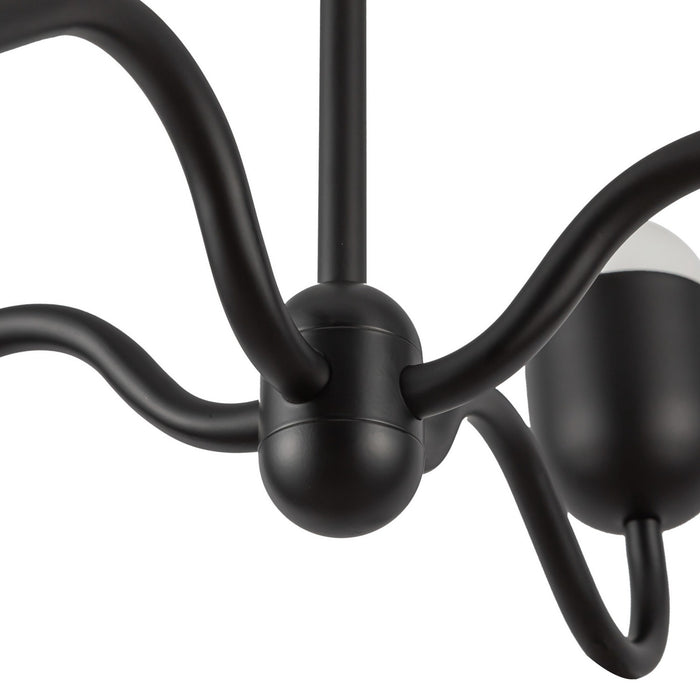 Alora CH558427MBOP Four Light Chandelier, Matte Black/Opal Glass