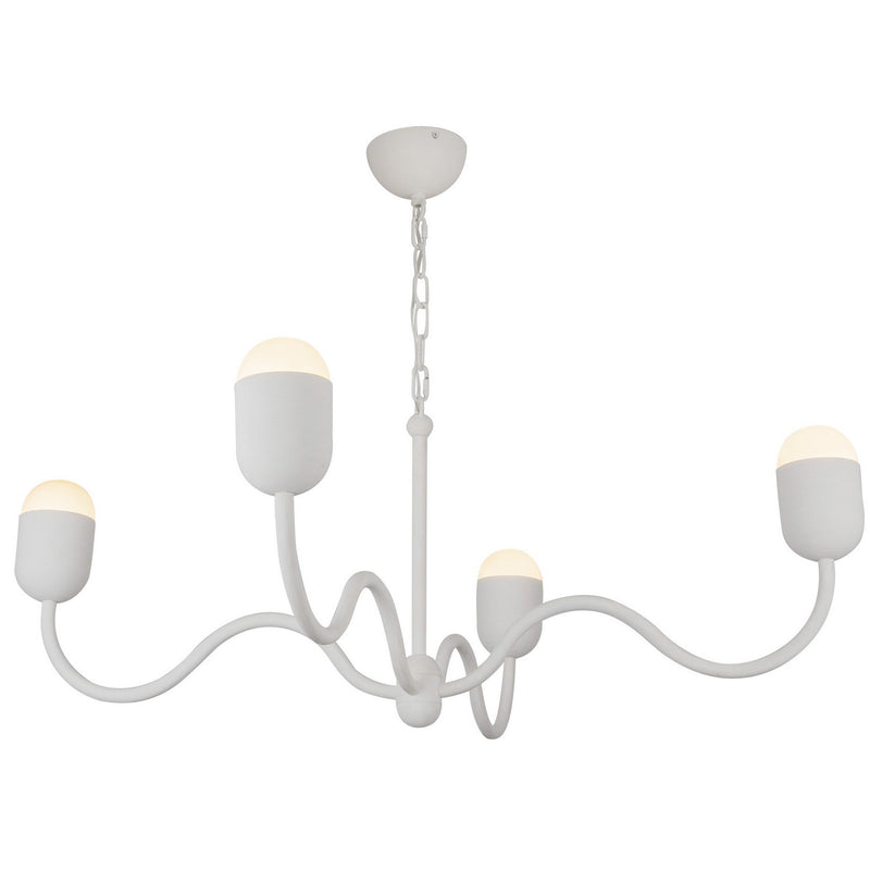 Alora CH558439AWOP Four Light Chandelier, Antique White/Opal Glass