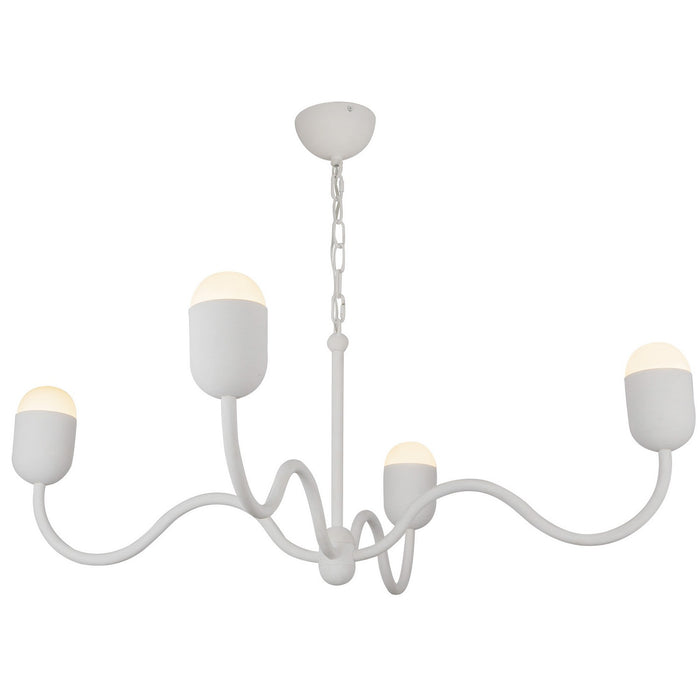 Alora CH558439AWOP Four Light Chandelier, Antique White/Opal Glass