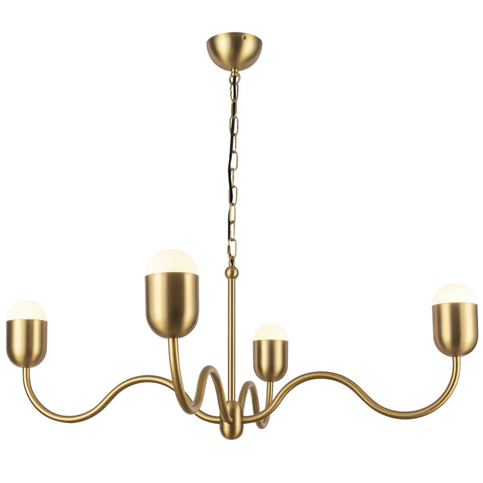 Alora CH558439BGOP Four Light Chandelier, Brushed Gold/Opal Glass