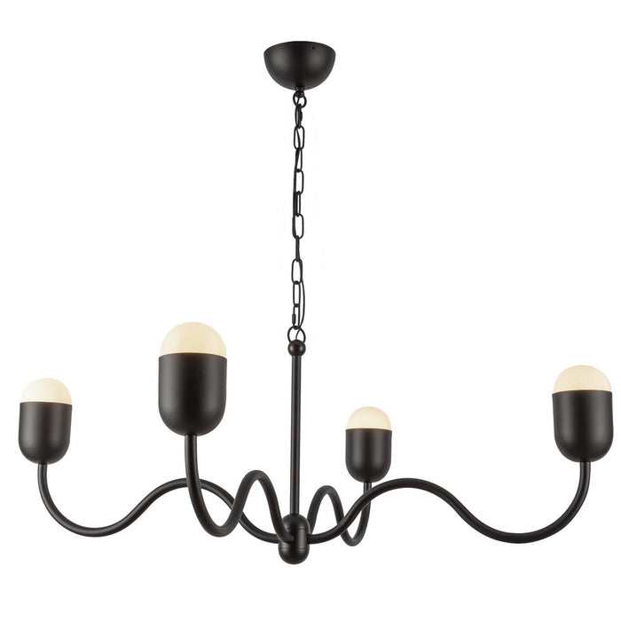 Alora CH558439MBOP Four Light Chandelier, Matte Black/Opal Glass