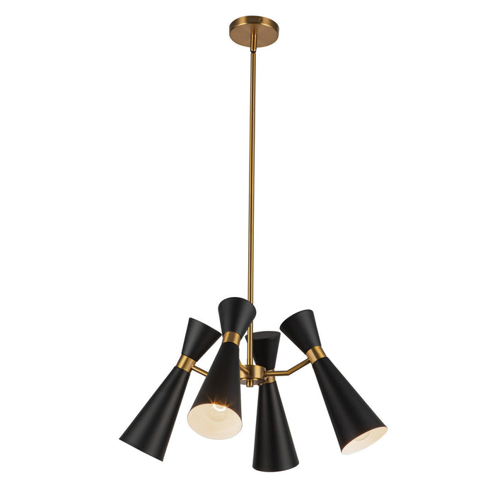 Alora CH574424MBAG Four Light Chandelier, Matte Black/Aged Gold