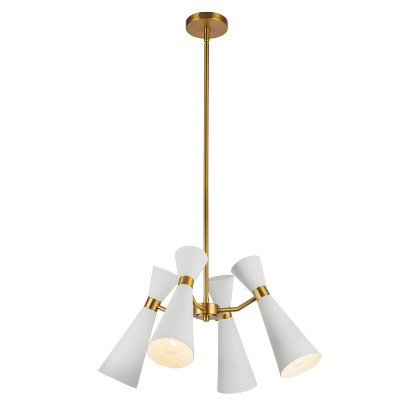 Alora CH574424WHAG Four Light Chandelier, White/Aged Gold