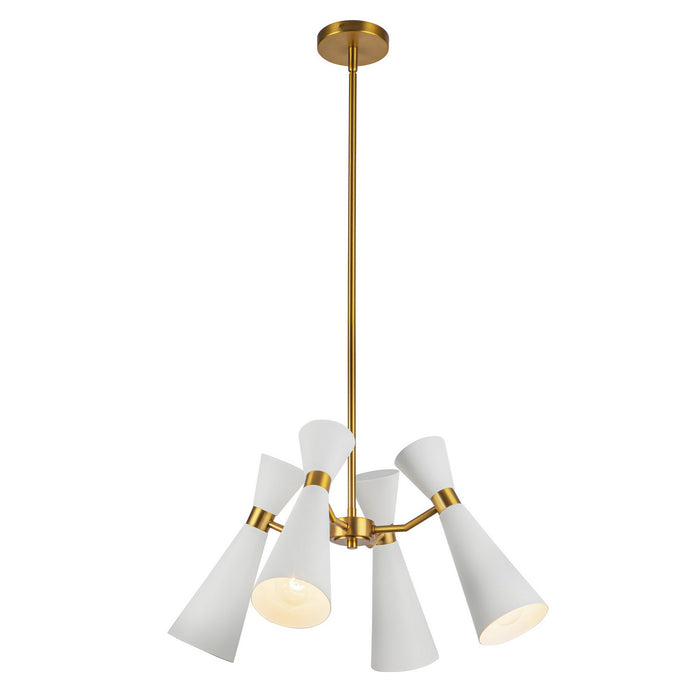 Alora CH574424WHAG Four Light Chandelier, White/Aged Gold