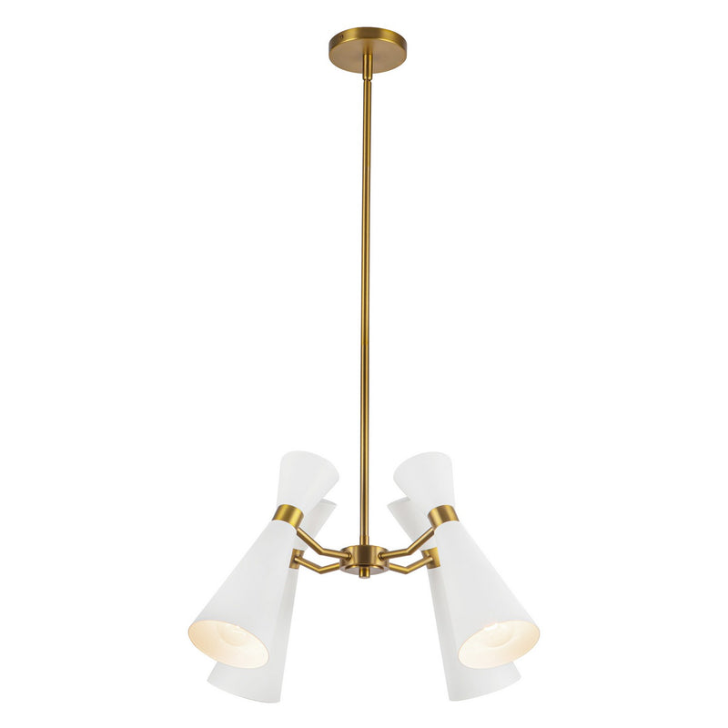 Alora CH574424WHAG Four Light Chandelier, White/Aged Gold