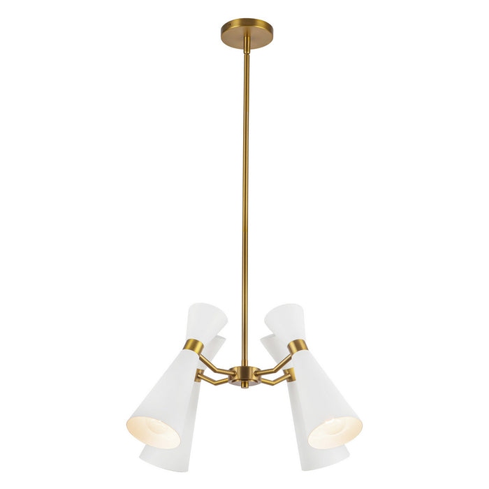 Alora CH574424WHAG Four Light Chandelier, White/Aged Gold