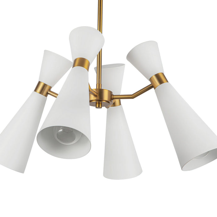 Alora CH574424WHAG Four Light Chandelier, White/Aged Gold