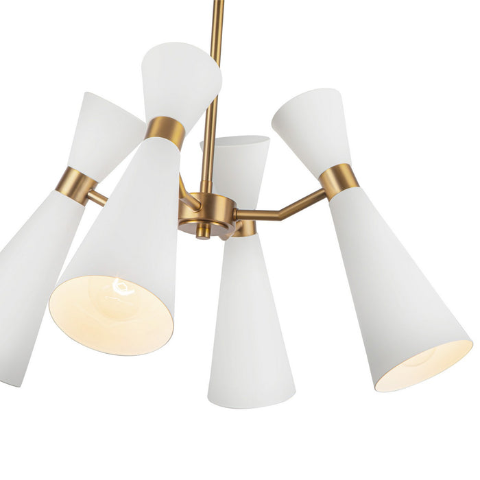 Alora CH574424WHAG Four Light Chandelier, White/Aged Gold