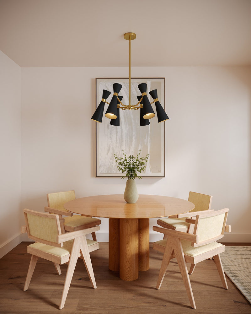 Alora CH574632MBAG Six Light Chandelier, Matte Black/Aged Gold