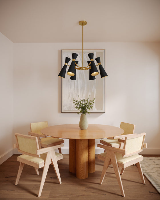 Alora CH574632MBAG Six Light Chandelier, Matte Black/Aged Gold