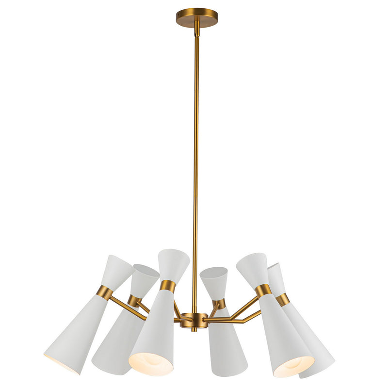 Alora CH574632WHAG Six Light Chandelier, White/Aged Gold