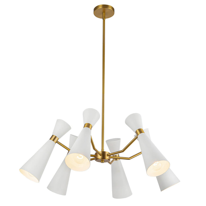 Alora CH574632WHAG Six Light Chandelier, White/Aged Gold