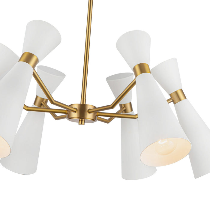 Alora CH574632WHAG Six Light Chandelier, White/Aged Gold