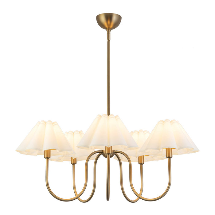 Alora CH610530BGFW Five Light Chandelier, Brushed Gold/Folded White