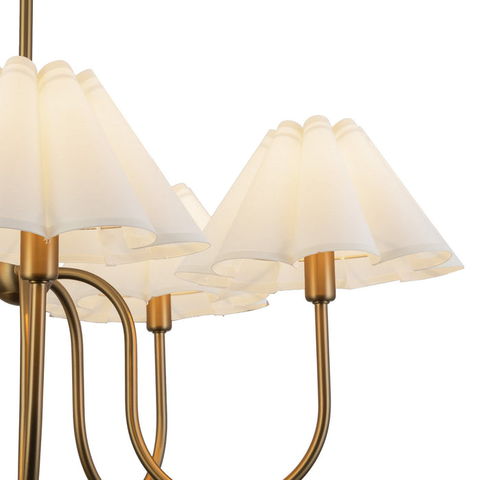 Alora CH610530BGFW Five Light Chandelier, Brushed Gold/Folded White