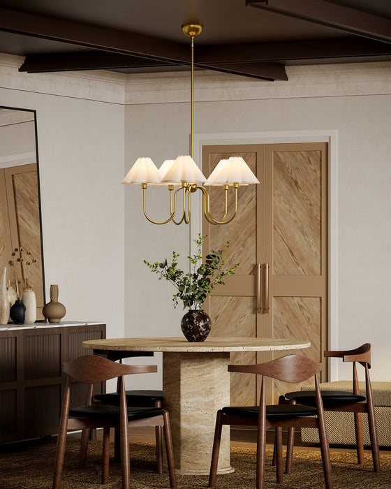 Alora CH610530BGFW Five Light Chandelier, Brushed Gold/Folded White