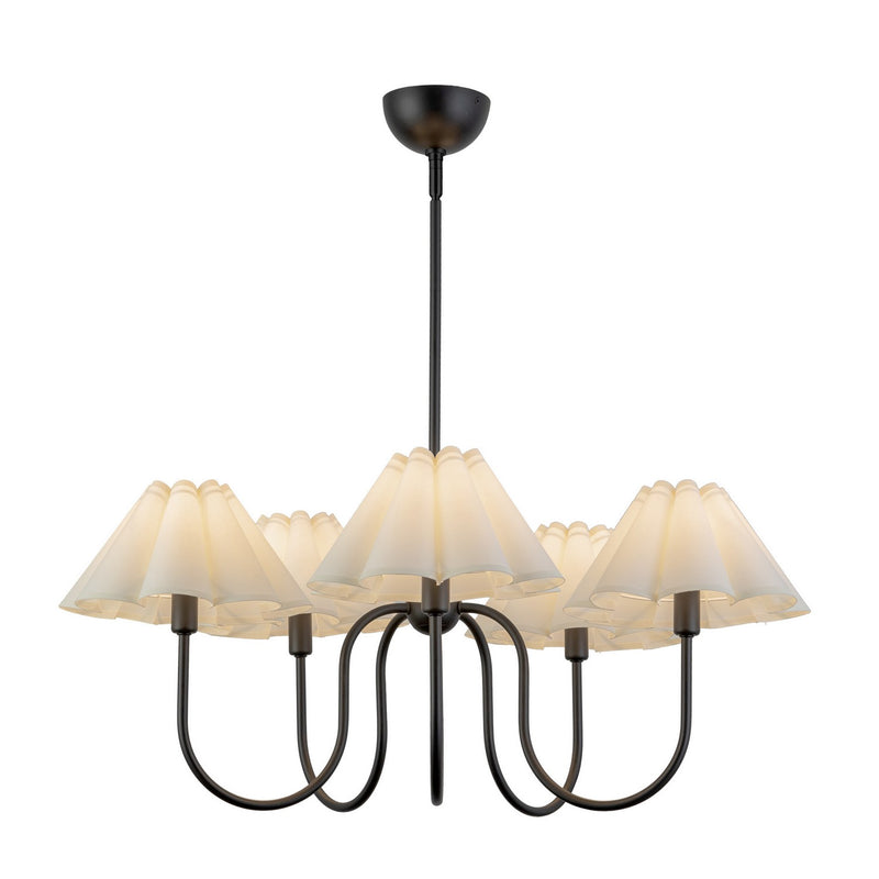 Alora CH610530MBFW Five Light Chandelier, Matte Black/Folded White