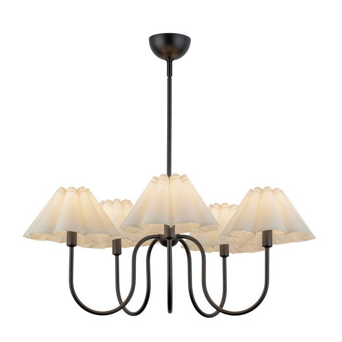 Alora CH610530MBFW Five Light Chandelier, Matte Black/Folded White