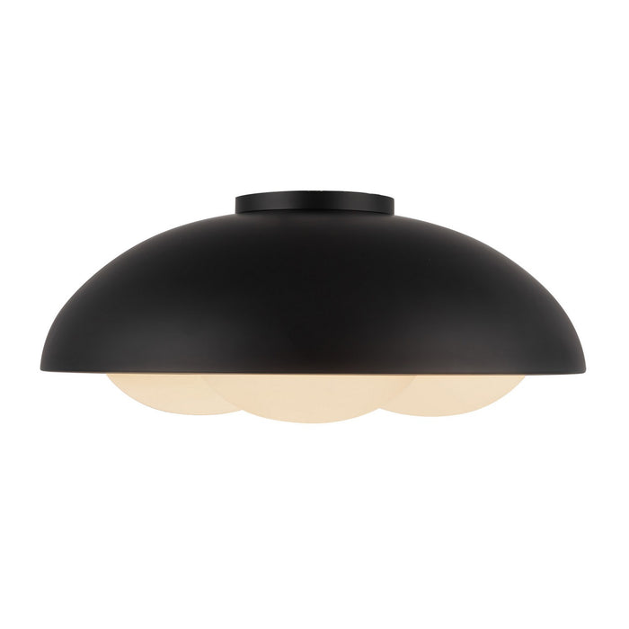 Alora FM495316MBOP Three Light Flush Mount, Matte Black/Opal Glass