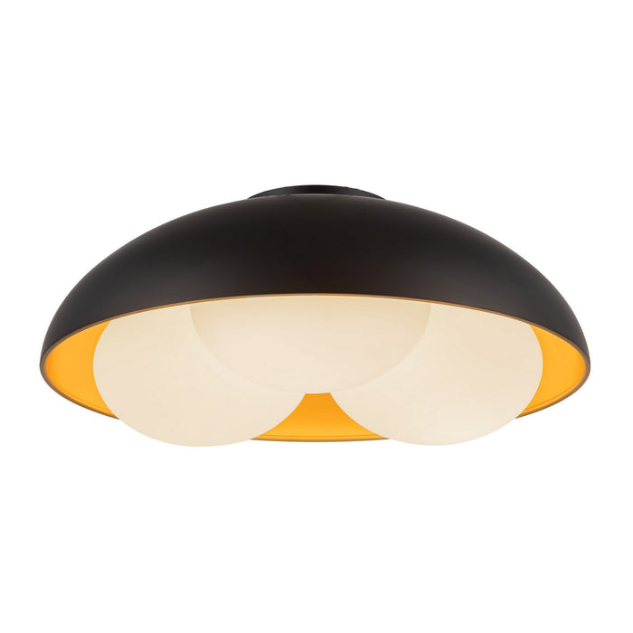 Alora FM495316MBOP Three Light Flush Mount, Matte Black/Opal Glass