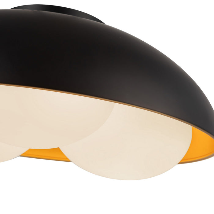 Alora FM495316MBOP Three Light Flush Mount, Matte Black/Opal Glass