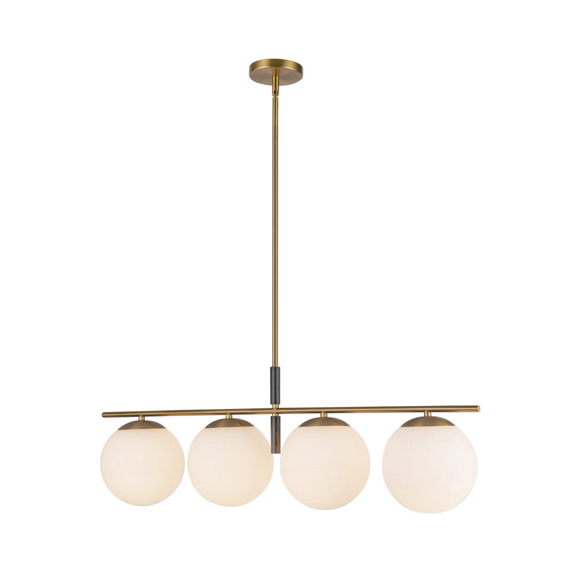 Alora LP421437BGOP Four Light Linear Pendant, Brushed Gold/Opal Glass