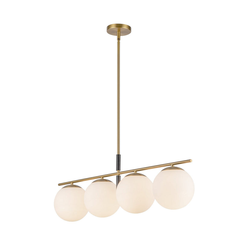 Alora LP421437BGOP Four Light Linear Pendant, Brushed Gold/Opal Glass