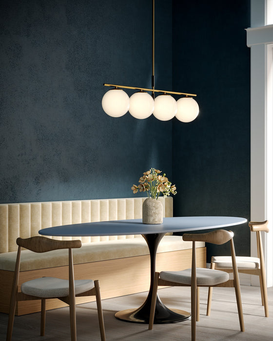 Alora LP421437BGOP Four Light Linear Pendant, Brushed Gold/Opal Glass