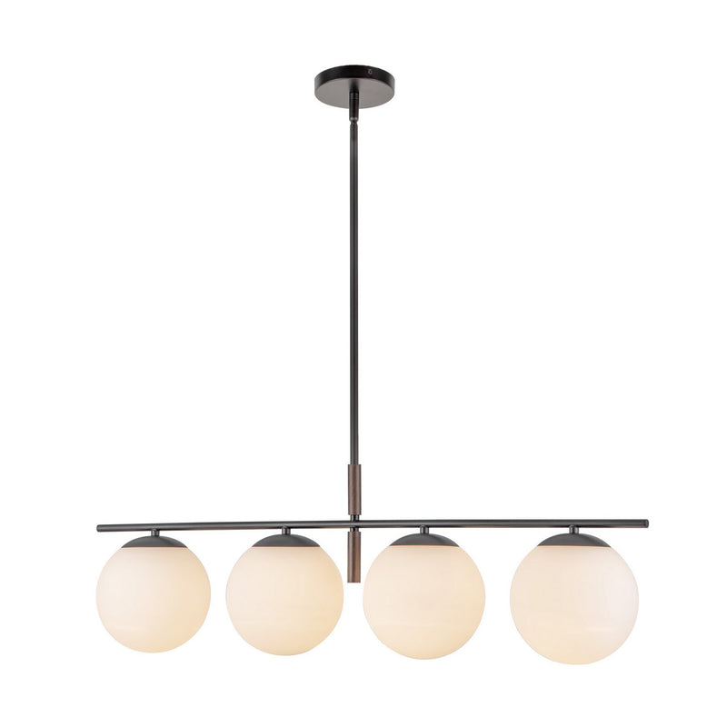 Alora LP421437MBOP Four Light Linear Pendant, Matte Black/Opal Glass