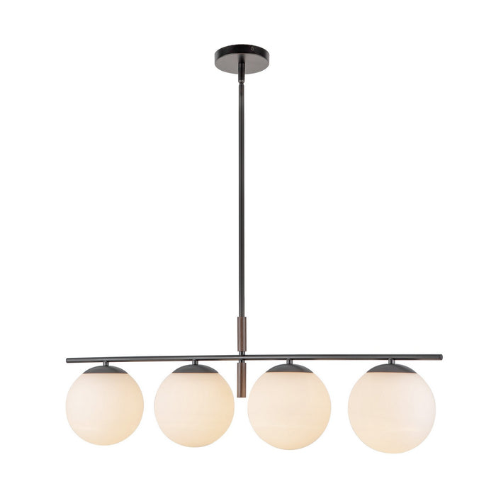 Alora LP421437MBOP Four Light Linear Pendant, Matte Black/Opal Glass