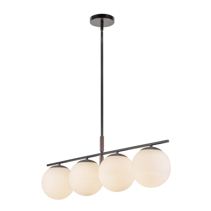 Alora LP421437MBOP Four Light Linear Pendant, Matte Black/Opal Glass