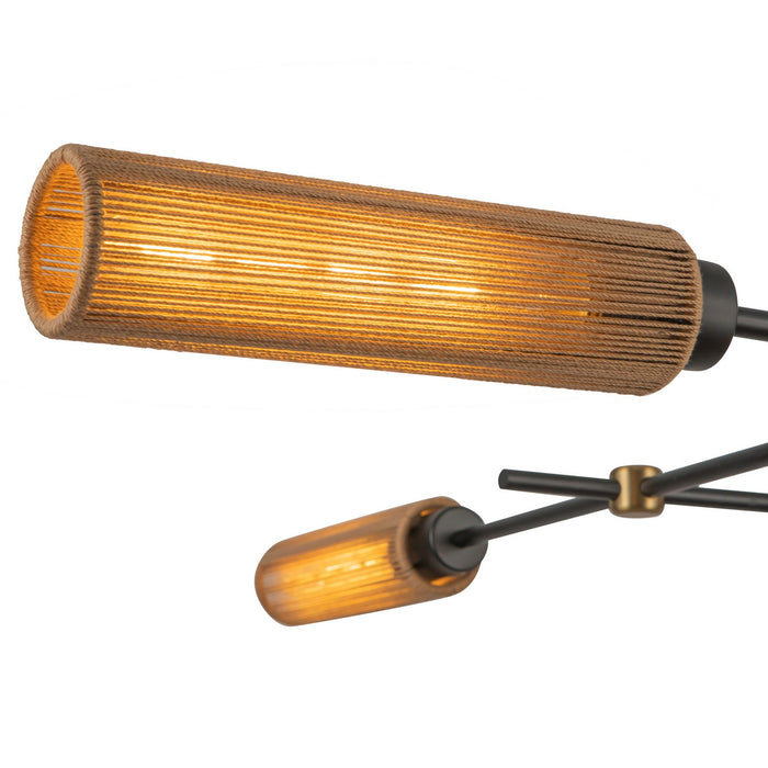 Alora LP491452MBTJ Four Light Linear Pendant, Matte Black/Tan Jute