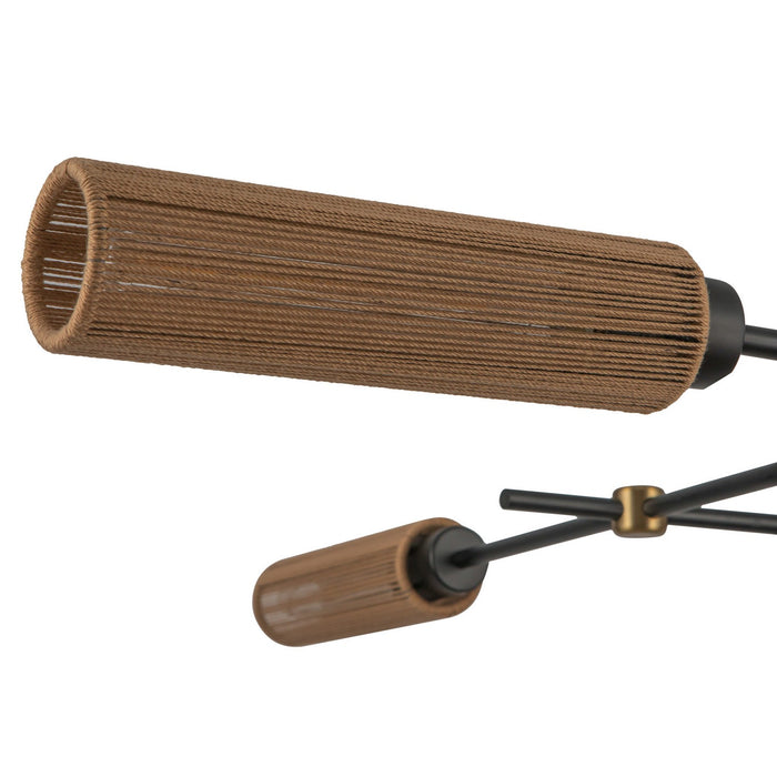 Alora LP491452MBTJ Four Light Linear Pendant, Matte Black/Tan Jute