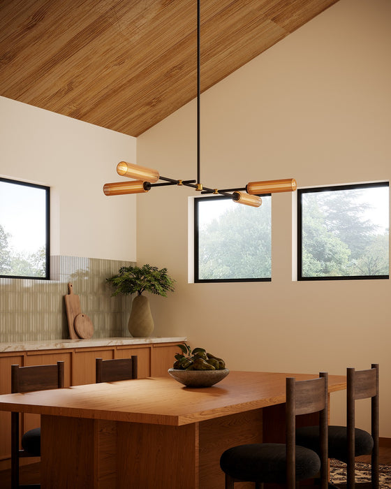 Alora LP491452MBTJ Four Light Linear Pendant, Matte Black/Tan Jute