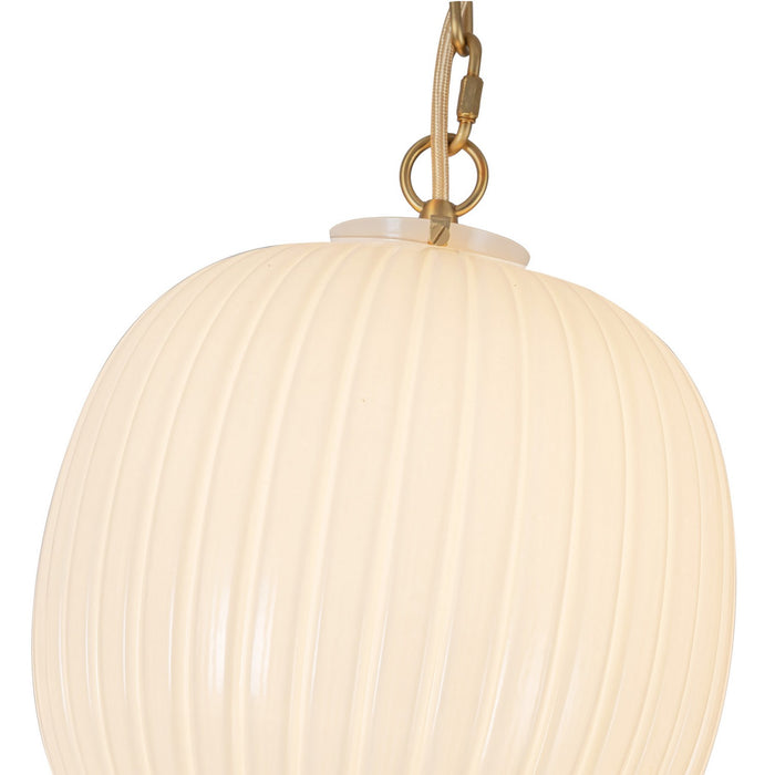 Alora MP579712BGGR Three Light Pendant, Brushed Gold/Glossy Ribbed Opal Glass