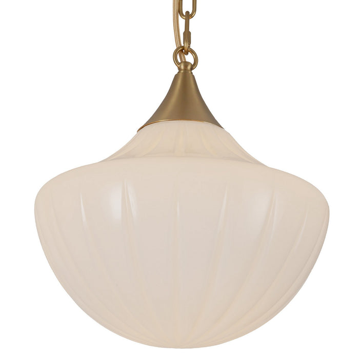 Alora MP651312BGGR Three Light Pendant, Brushed Gold/Glossy Ribbed Opal Glass