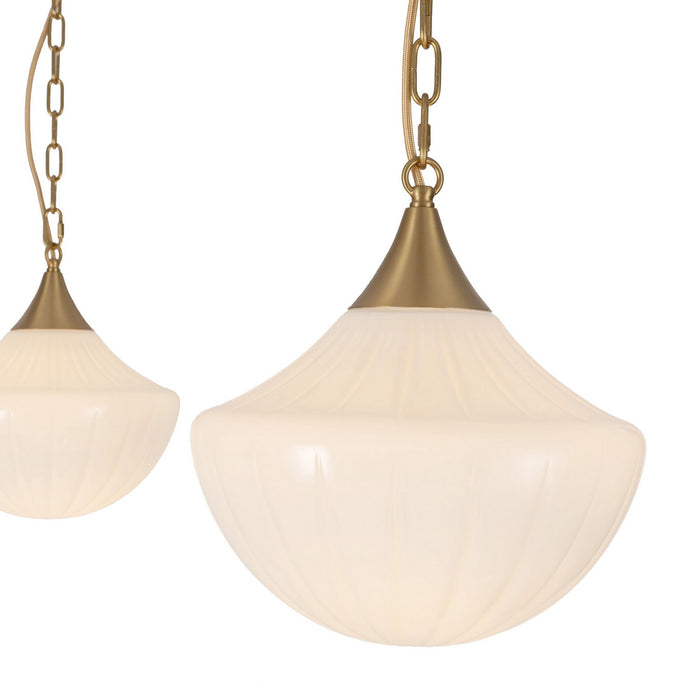 Alora MP651312BGGR Three Light Pendant, Brushed Gold/Glossy Ribbed Opal Glass
